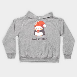 Christmas Penguin Just Chillin' Kids Hoodie